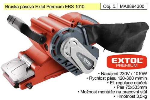 EXTOL PREMIUM Bruska pásová s regulací rychlosti brusného pásu, o příkonu 1010 W