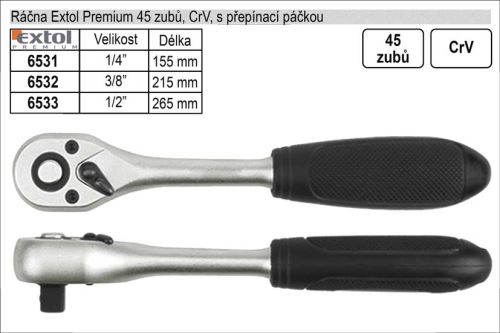 Extol 6533 Gola ráčna rovná s páčkou 1/2"
