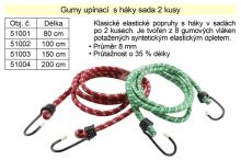 Guma upínací délky 800 mm, průměru 8 mm s ukončením háky, sada 2 dílů