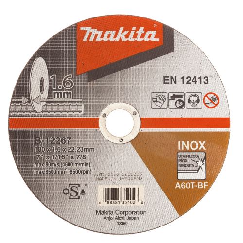 MAKITA MAKITA B-12267 řezný kotouč 180x1,6x22 nerez