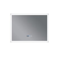 Koupelnové zrcadlo s LED osvětlením, odmlžením, regulací jasu a hodinkami, FLAT MR04-100x80