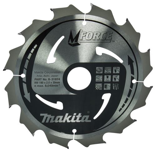 MAKITA kotouč pilový dřevo MFORCE 190x2x30mm 12Z = old B-07967