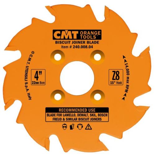 CMT Kotouč lamelovací pro lamelové spoje - D100x3,96 d22 Z8 HW rovný zub