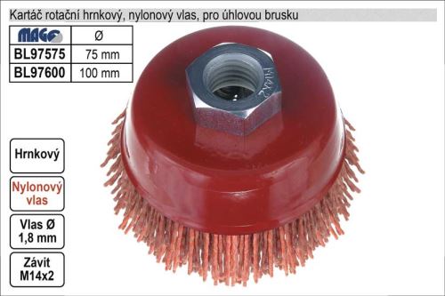 MAGG Kartáč rotační hrnkový nylonový 75mm BL97575