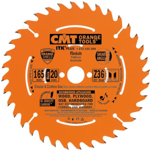 CMT ITK Ultra tenký kotouč pro AKU pily - D165x1,7 d30 Z24 HW podélný řez