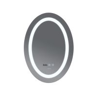 Koupelnové zrcadlo s LED osvětlením, odmlžením, regulací jasu a hodinkami, MV02-50x70 PLAIN