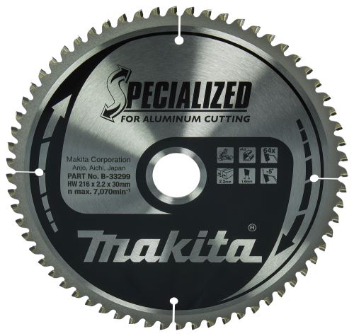 MAKITA kotouč pilový hliník SPECIALIZED 216x2.2x30mm 64Z = old B-09628