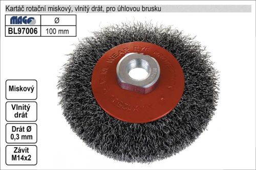 MAGG Kartáč rotační miskový drát vlnitý 100mm BL97006