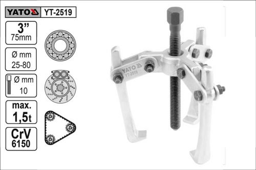 YATO YT-2519  Stahovák tříramenný šířky ramen 80 mm, délky 75 mm