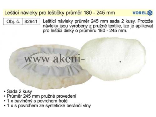 VOREL leštící návleky pro leštičky průměr 180 - 245 mm TO-82941