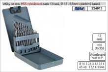 MAGG sada vrtáků do kovu HSS DIN 338 13 kusů 1,5-6,5mm vybrušované 224013 MAGG sada vrtáků do kovu HSS DIN 338 13 kusů 1,5-6,5mm vybrušované 224013