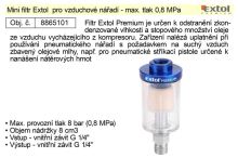 EXTOL PREMIUM Mini filtr pro vzduchové nářadí k odstranění zkondenzované vlhkosti a oleje