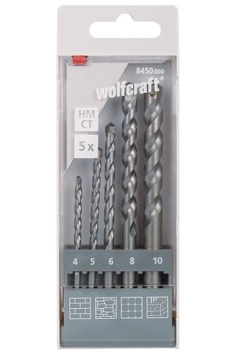 Wolfcraft sada 5 ks vrtáků do kamene HM, pr. 4-10 mm 8450000