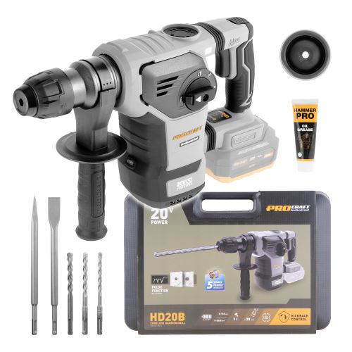 Aku vrtací kladivo Procraft Industrial HD20Bbb-С v kufru (bez baterie a nabíječky)