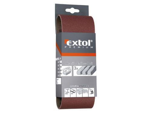 EXTOL PREMIUM  plátna brusná nekonečný pás, bal. 3ks, 75x533mm, P80 8803528