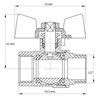 Kulový kohout motýl, bílý, KR.218.W 1/2"FM (1)