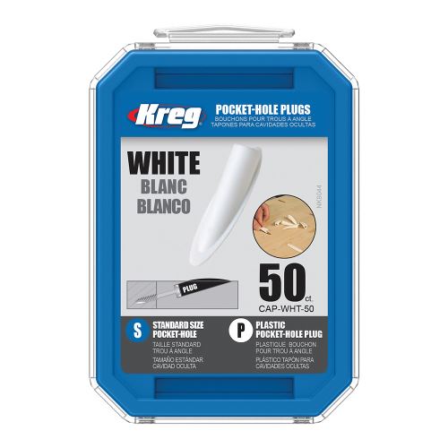 Kreg Standard Záslepky pro skryté spoje - plast, bílé, 50 ks