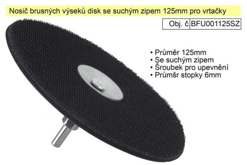 MAGG Nosič brusných výseků disk se suchým zipem 125mm pro vrtačky s upevněním na šroubek