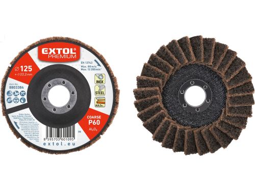 EXTOL PREMIUM  Brusný kotouč lamelový z korundového rouna, 125mm P60-hrubý