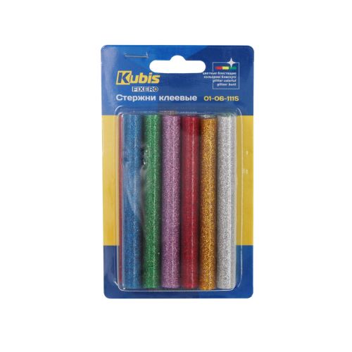 Tyčinky tavné, mix barev se třpytem  11.2*100 mm, 12 ks (po 2 ks)