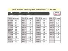 Vrták do kovu HSS 0,3mm - jednotlivě Vrták do kovu HSS 0,3mm - jednotlivě