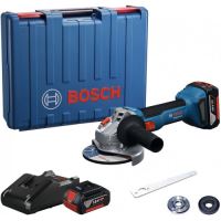BOSCH GWS 18V-8 SET Aku úhlová bruska v kufru baterie a nabíječka