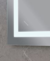 Koupelnové zrcadlo s LED osvětlením, protizamlžovací funkcí, regulací jasu a hodinkami, MR02-80×80 W (4)