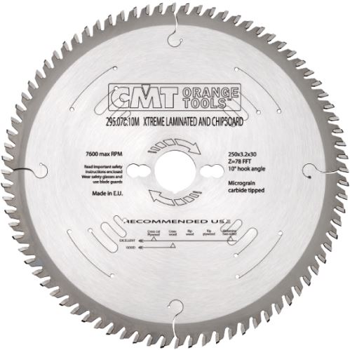 CMT Super XTreme Pilový kotouč na lamino a DTD - D250x3,2 d30 Z78 HW