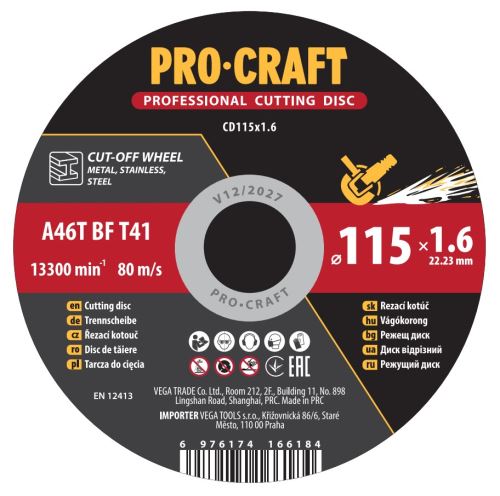 Řezný kotouč Procraft CD115x1.6