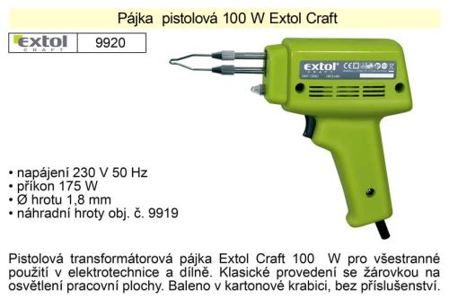 EXTOL CRAFT Pájka pistolová o příkonu 100 W