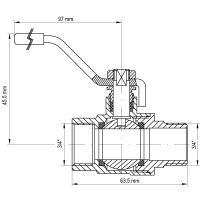 Kulový kohout pákový červený, KR.215 3/4"FM (1)