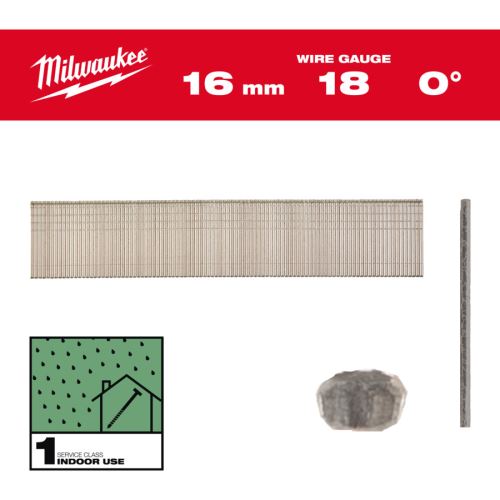 MILWAUKEE 18G Kolářské hřebíky pozink, 16 mm - 10 000 ks