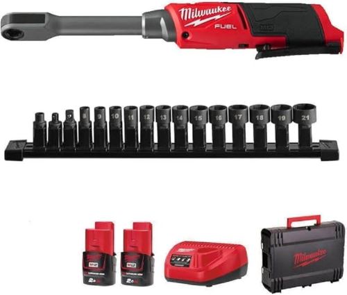 MILWAUKEE M12FPTR-202X aku průchozí ráčna v kufru s ořechy včetně baterie 2x2Ah a nabíječky 4933499411