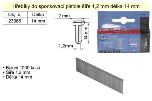 FESTA Hřebíky do sponkovačky šíře 1,2 mm délka 14 mm balení 1000 kusů