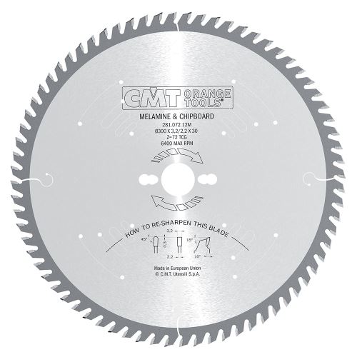 CMT Industrial Pilový kotouč na lamino a DTD - D250x3,2 d30 Z60 HW