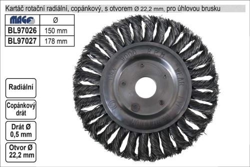 MAGG Kartáč rotační radiální copánkový 178mm BL97027