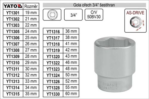 YATO Gola ořech šestihran 23mm 3/4"
