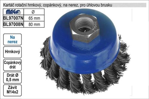 MAGG Kartáč rotační hrnkový copánkový 80mm BL97008N