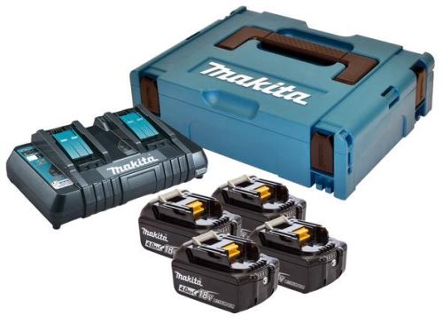 MAKITA 197503-4 sada akumulátorů BL1840B a nabíječka DC18RD a systainer