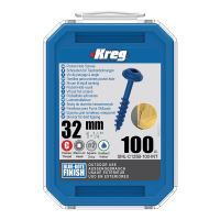 KREG SML-C125B-100-INT Blue-Kote Maxi-Loc Šrouby pro skryté spoje - 32 mm, hrubý závit, 100 ks KREG SML-C125B-100-INT Blue-Kote Maxi-Loc Šrouby pro skryté spoje - 32 mm, hrubý závit, 100 ks
