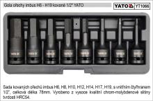 YATO Gola ořechy šestihranné kované Imbus H 6 až H 19 pro 1/2", krátké, sada 8 dílů