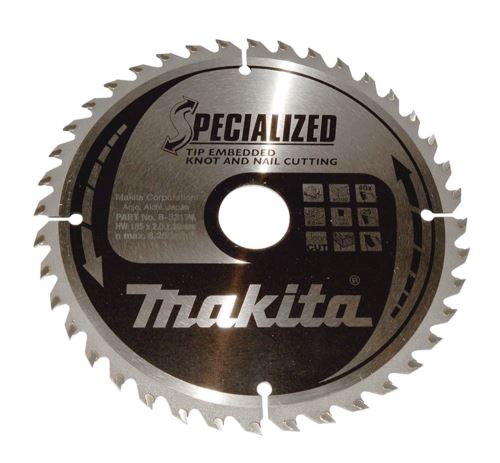 MAKITA kotouč pilový dřevo SPECIALIZED se zapuštěnými zuby 185x2x30mm 40Z = old B-09494