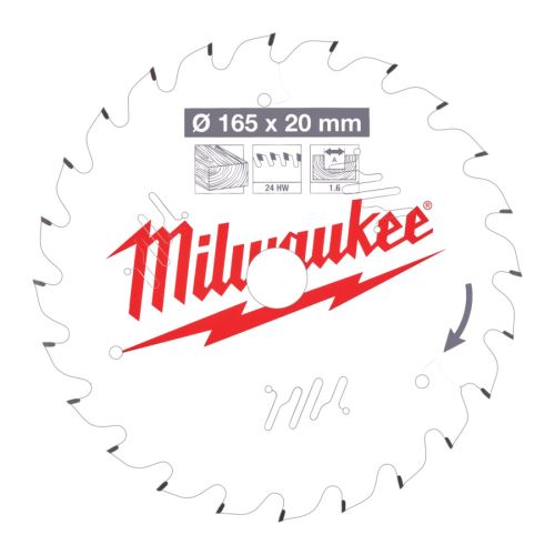 MILWAUKEE Pilový kotouč na dřevo 165x20x1,6x24 ATB