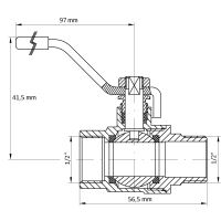 Kulový kohout pákový červený, KR.215 1/2"FM (1)