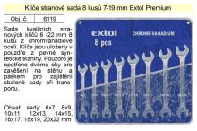 EXTOL PREMIUM Klíče stranové sada  8 kusů 6-22mm CrV