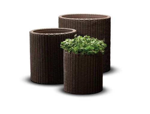 KETER Květináč S+M+L CYLINDER hnědý 17197934