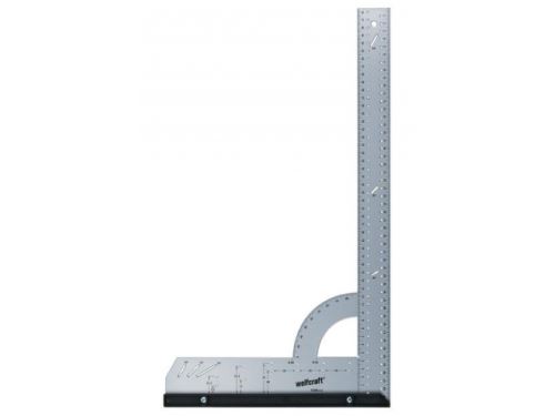 Wolfcraft 5206000 Úhelník univerzální příložný s otvory a úhloměrem, Alu, rozměr 280x500mm