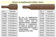 Bit torx T27 se šestihranným dříkem 10mm délka 75mm Bit torx T27 se šestihranným dříkem 10mm délka 75mm