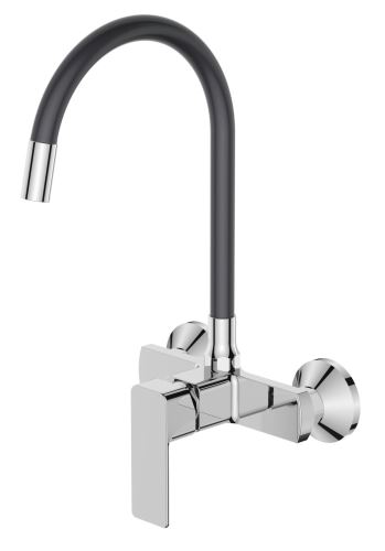 Dřezová baterie nastěnná s flexi výtokem MIXXUS PREMIUM KUBUS 005 REFL.GRAY, šedá