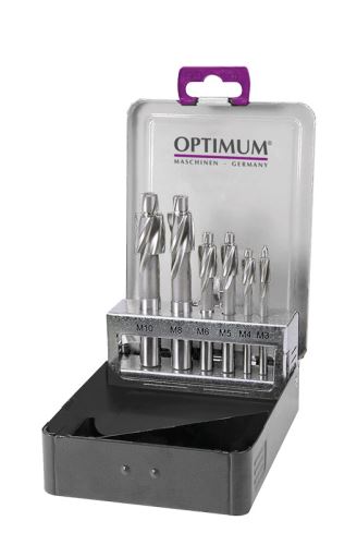 OPTIMUM Válcové záhlubníky HSS, M3 – M10, sada 6 ks